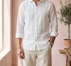 Camisa de lino de manga larga con corte relajado