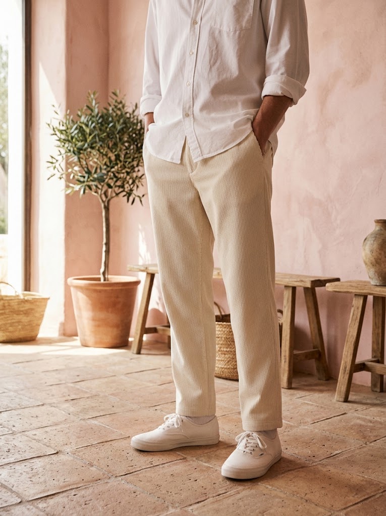 Pantalón de pana fina — corte recto y cómodo
