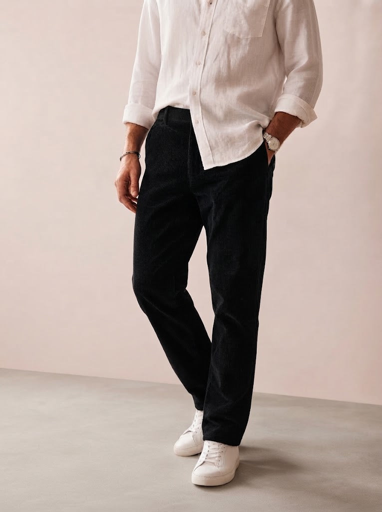 Pantalón de pana fina — corte recto y cómodo