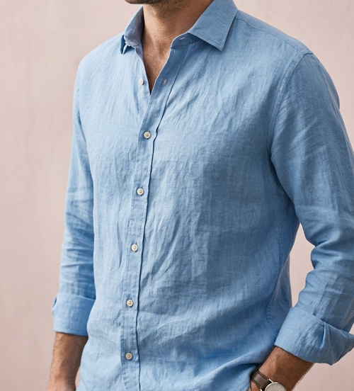 Camisa de lino de manga larga con corte relajado