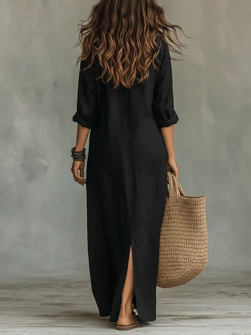 Celina | Vestido largo holgado con botones
