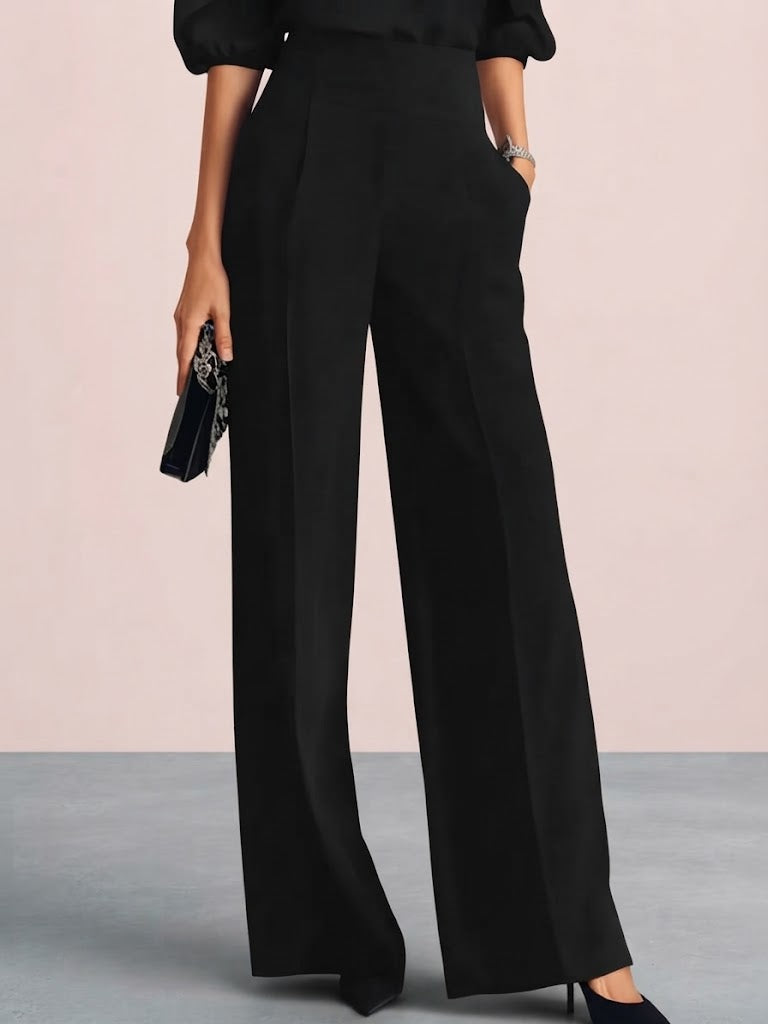 Valéria | Conjunto de tres piezas con top transparente y pantalón ancho