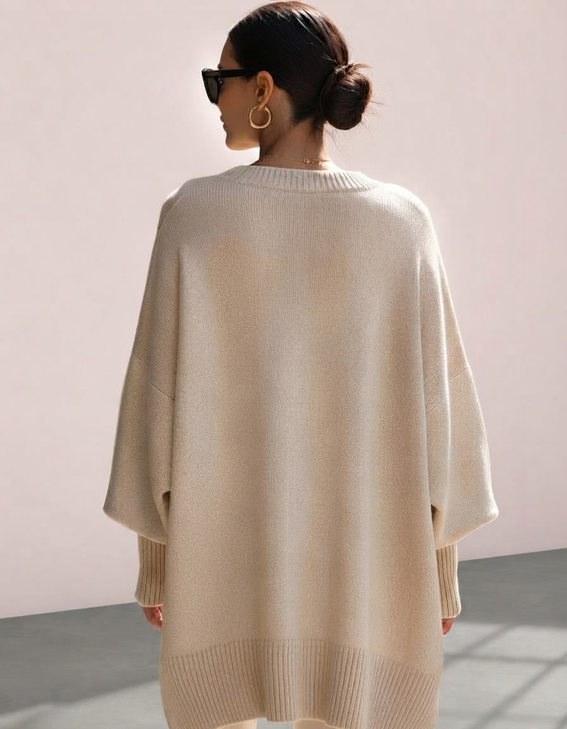 Jennifer | Jersey oversize con drapeado y cuello ancho