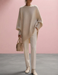 Jennifer | Jersey oversize con drapeado y cuello ancho