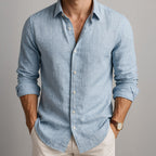 Camisa de lino esencial azul