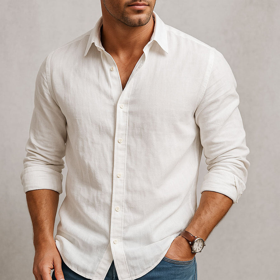 Camisa de lino esencial blanca