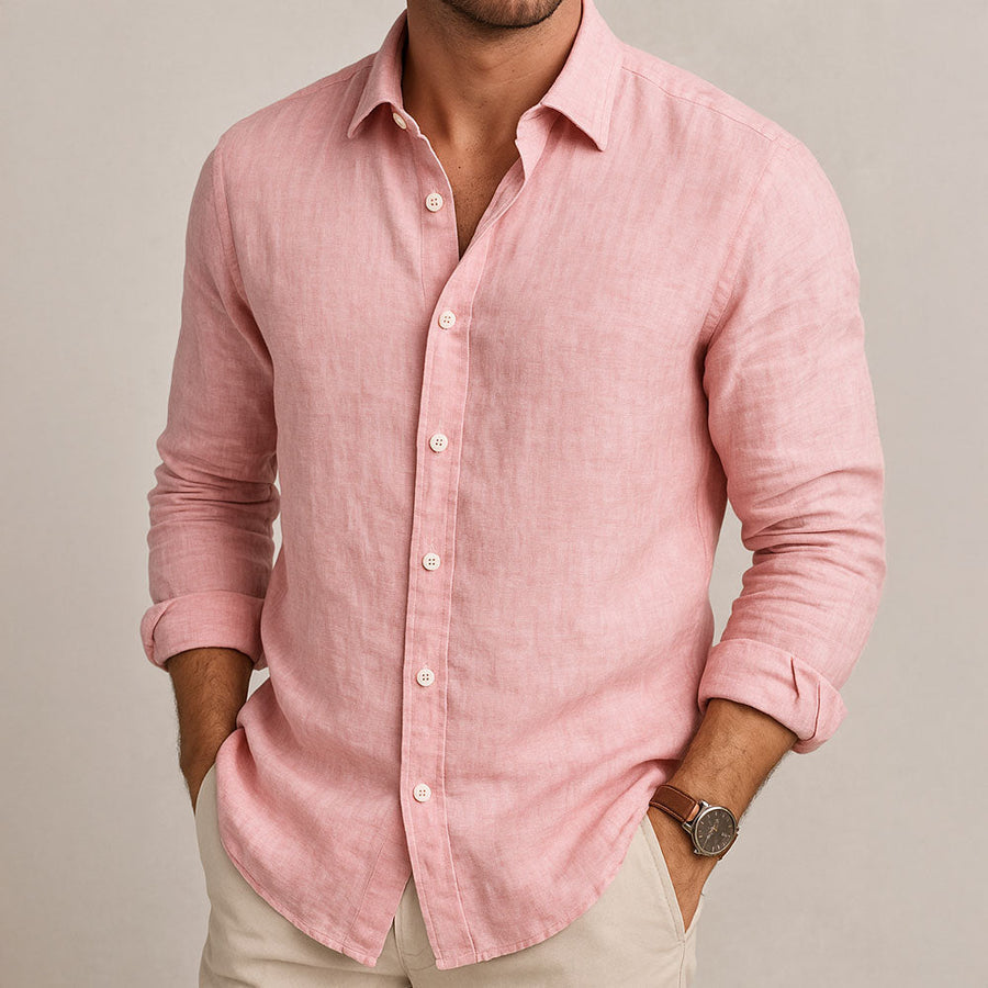 Camisa de lino esencial rosa