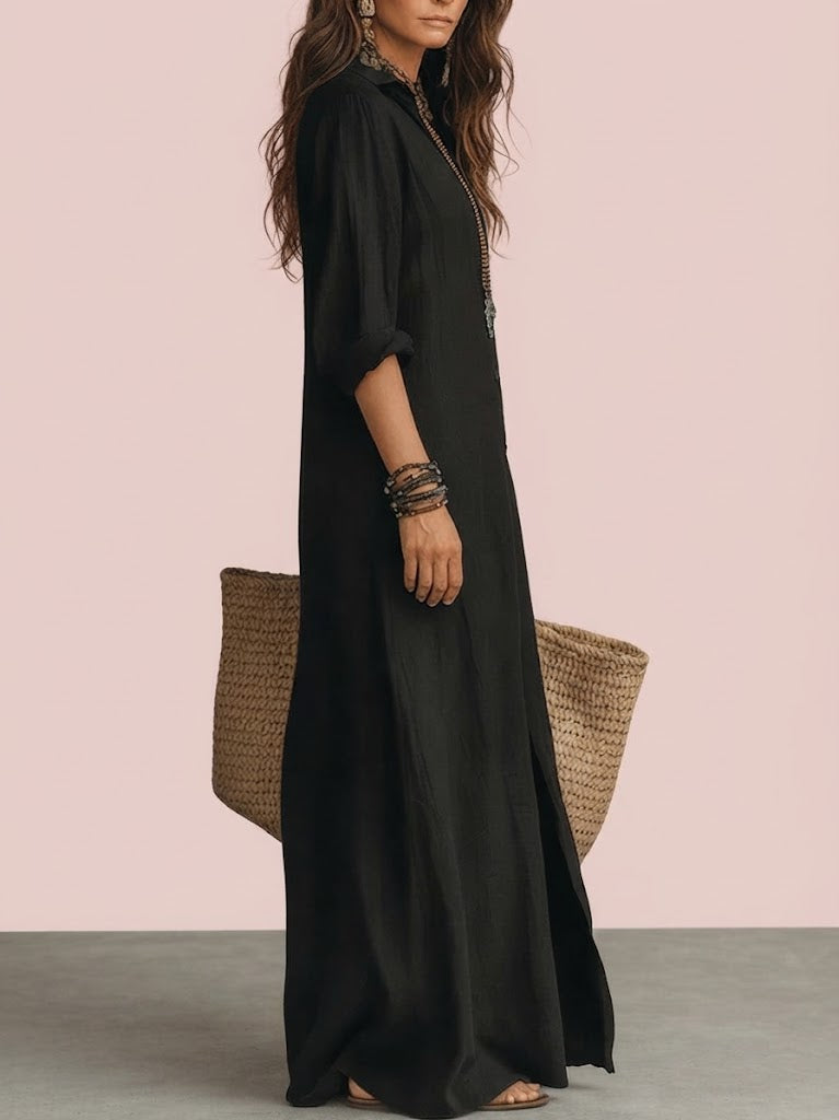 Celina | Vestido largo holgado con botones