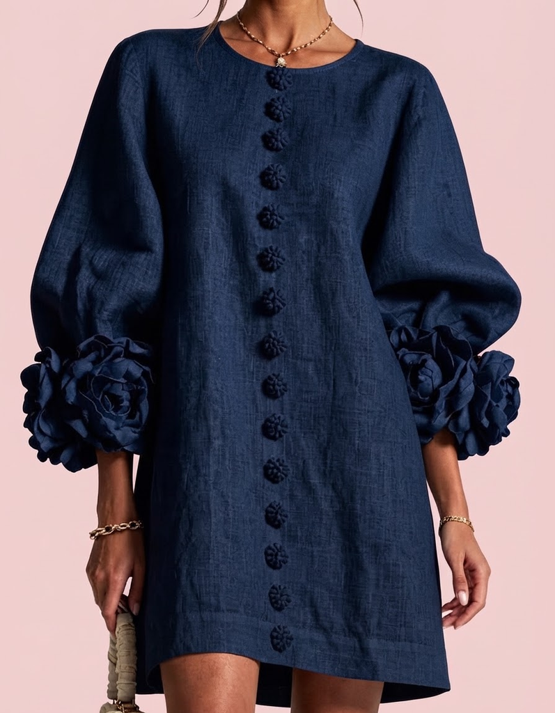 Cinzia | Vestido floral con flores en relieve