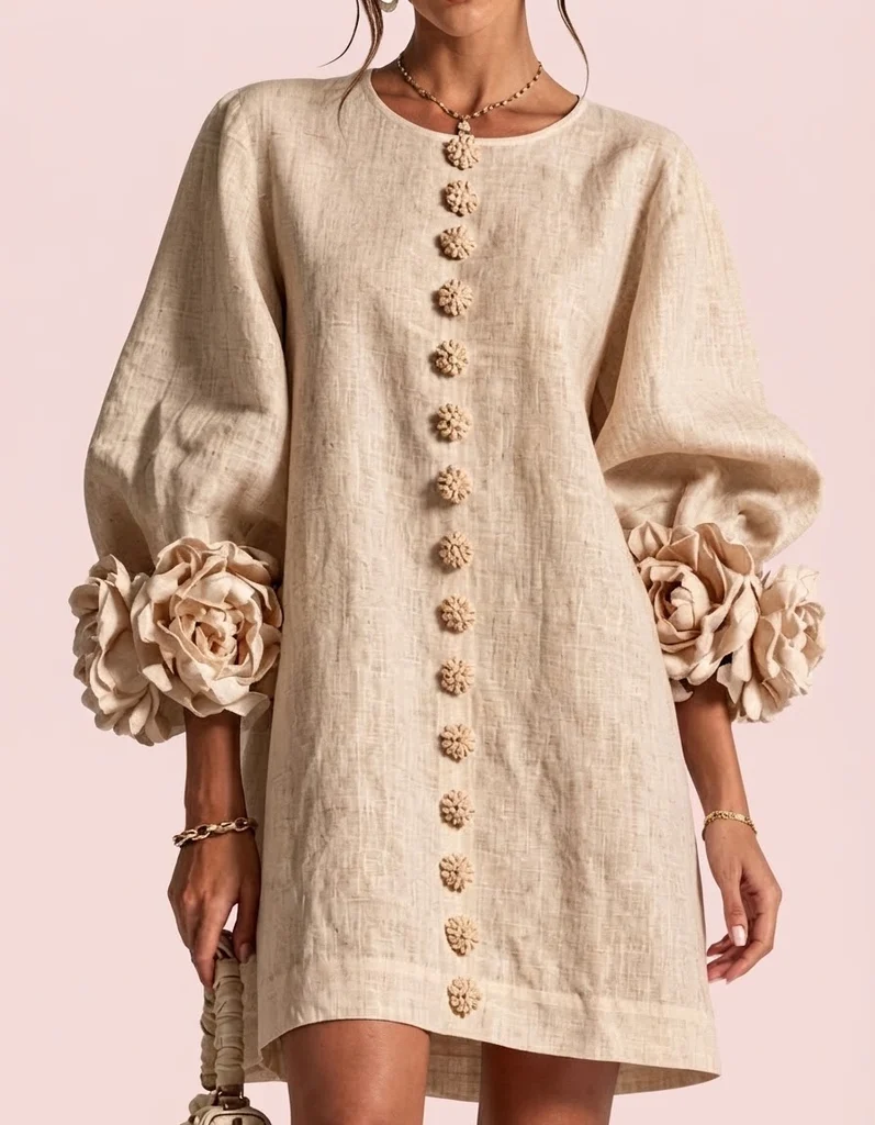 Cinzia | Vestido floral con flores en relieve
