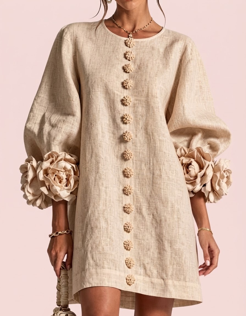 Cinzia | Vestido floral con flores en relieve