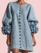 Cinzia | Vestido floral con flores en relieve