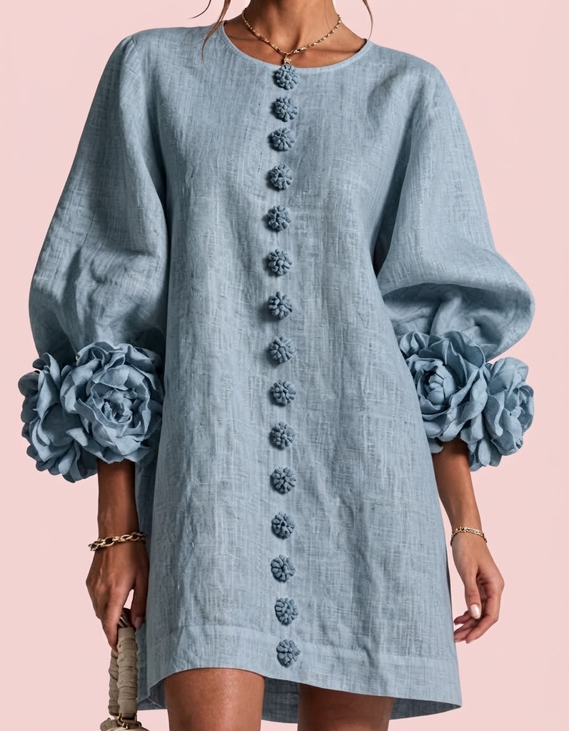 Cinzia | Vestido floral con flores en relieve