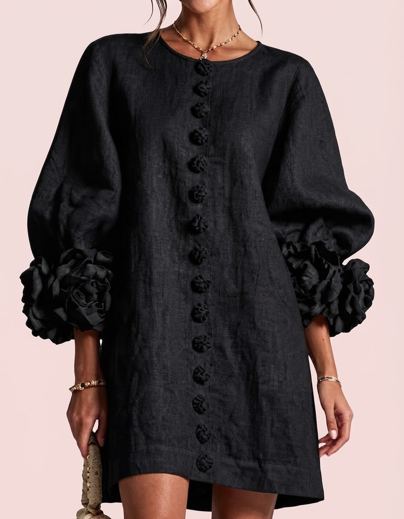 Cinzia | Vestido floral con flores en relieve