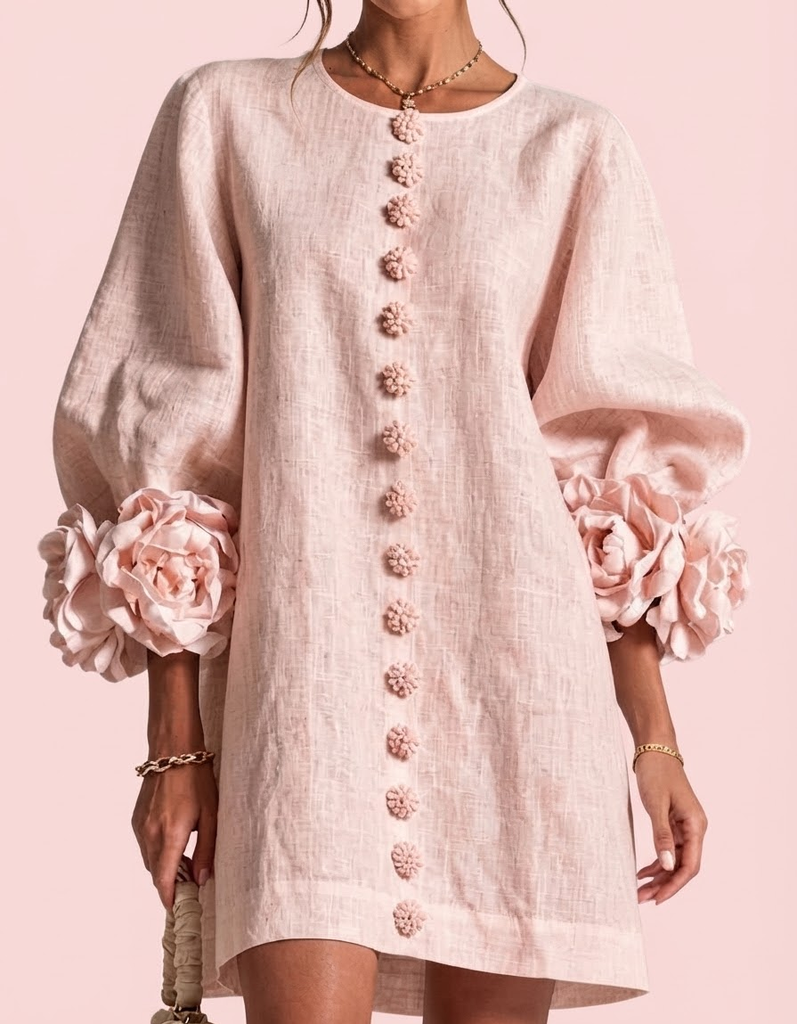 Cinzia | Vestido floral con flores en relieve