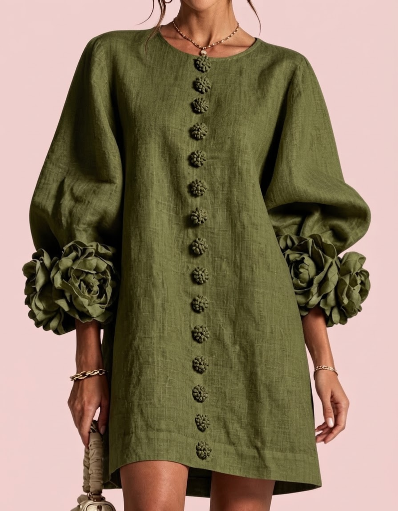 Cinzia | Vestido floral con flores en relieve