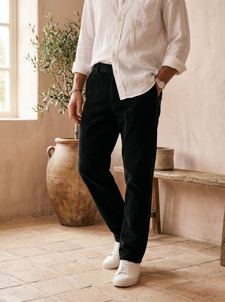 Pantalón de pana fina — corte recto y cómodo