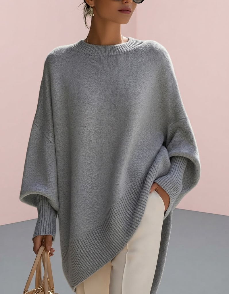 Jennifer | Jersey oversize con drapeado y cuello ancho