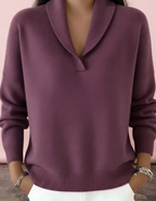 Encarna jersey cuello chal color purpura