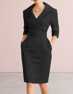 Nohemie | Vestido tubo elegante con cuello solapa y bolsillos