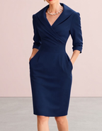 Nohemie | Vestido tubo elegante con cuello solapa y bolsillos