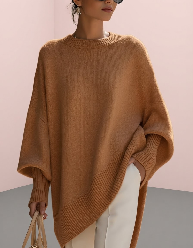 Jennifer | Jersey oversize con drapeado y cuello ancho