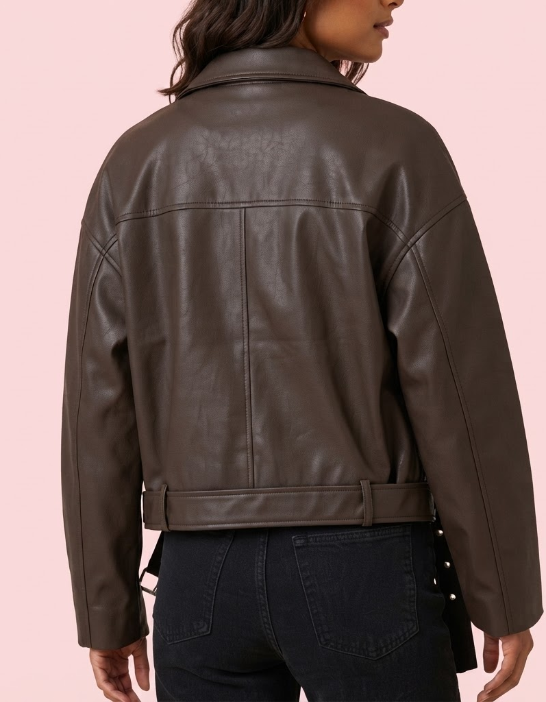 Talia | Chaqueta bomber efecto piel con cinturón