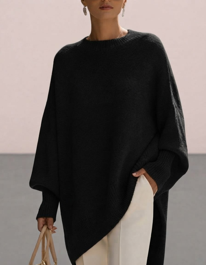Jennifer | Jersey oversize con drapeado y cuello ancho