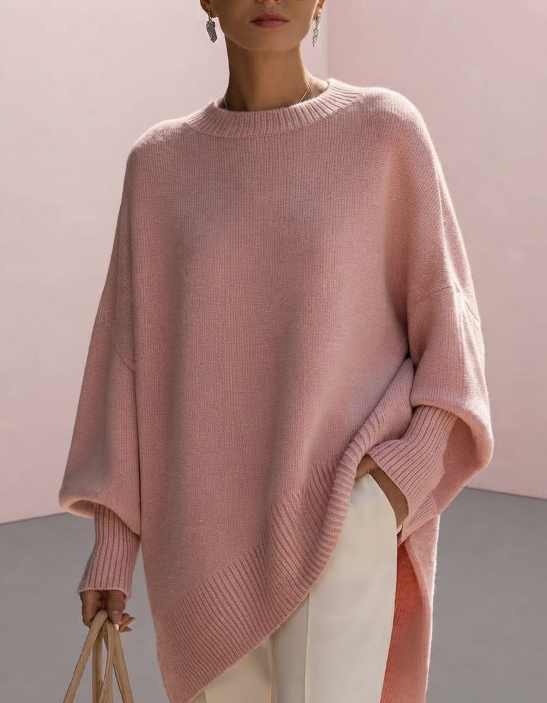 Jennifer | Jersey oversize con drapeado y cuello ancho