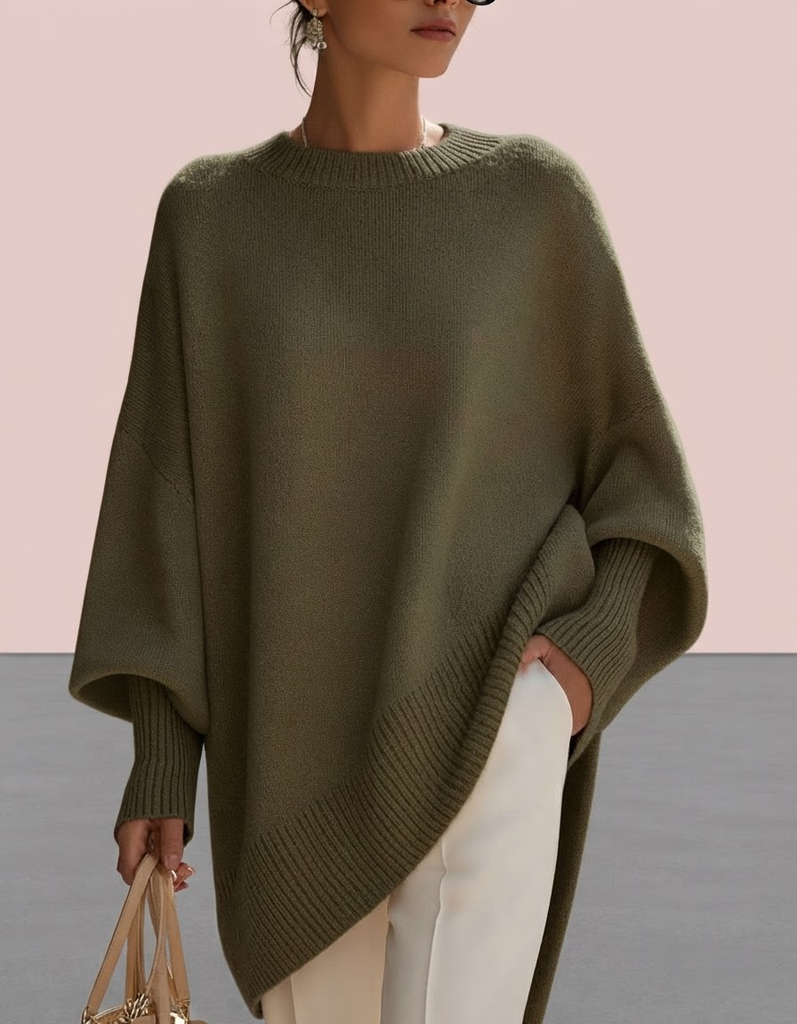 Jennifer | Jersey oversize con drapeado y cuello ancho